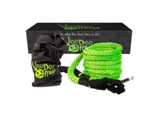 VooDoo Offroad 1300034A 2.0 Santeria Series 1-1/4" x 30 ft Kinetic Recovery Rope with Rope Bag for Truck and Jeep - Green