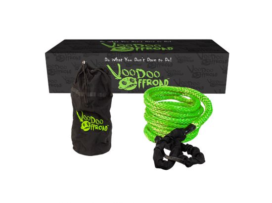 VooDoo Offroad 1300002A 2.0 Santeria Series 7/8" x 30 ft Kinetic Recovery Rope with Rope Bag for Truck and Jeep - Green