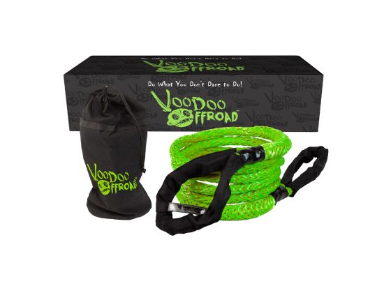 VooDoo Offroad 1300001A 2.0 Santeria Series 7/8" x 20 ft Kinetic Recovery Rope with Rope Bag for Truck and Jeep - Green