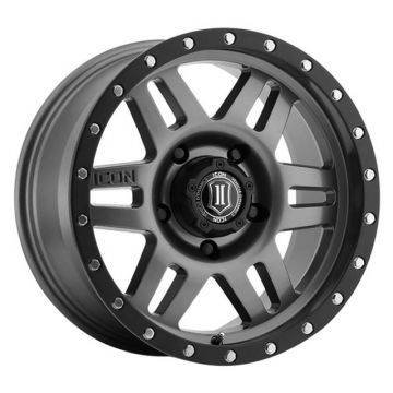 Icon 1417857345GM Six Speed 17" x 8.50" Wheel - Gunmetal with Black Ring